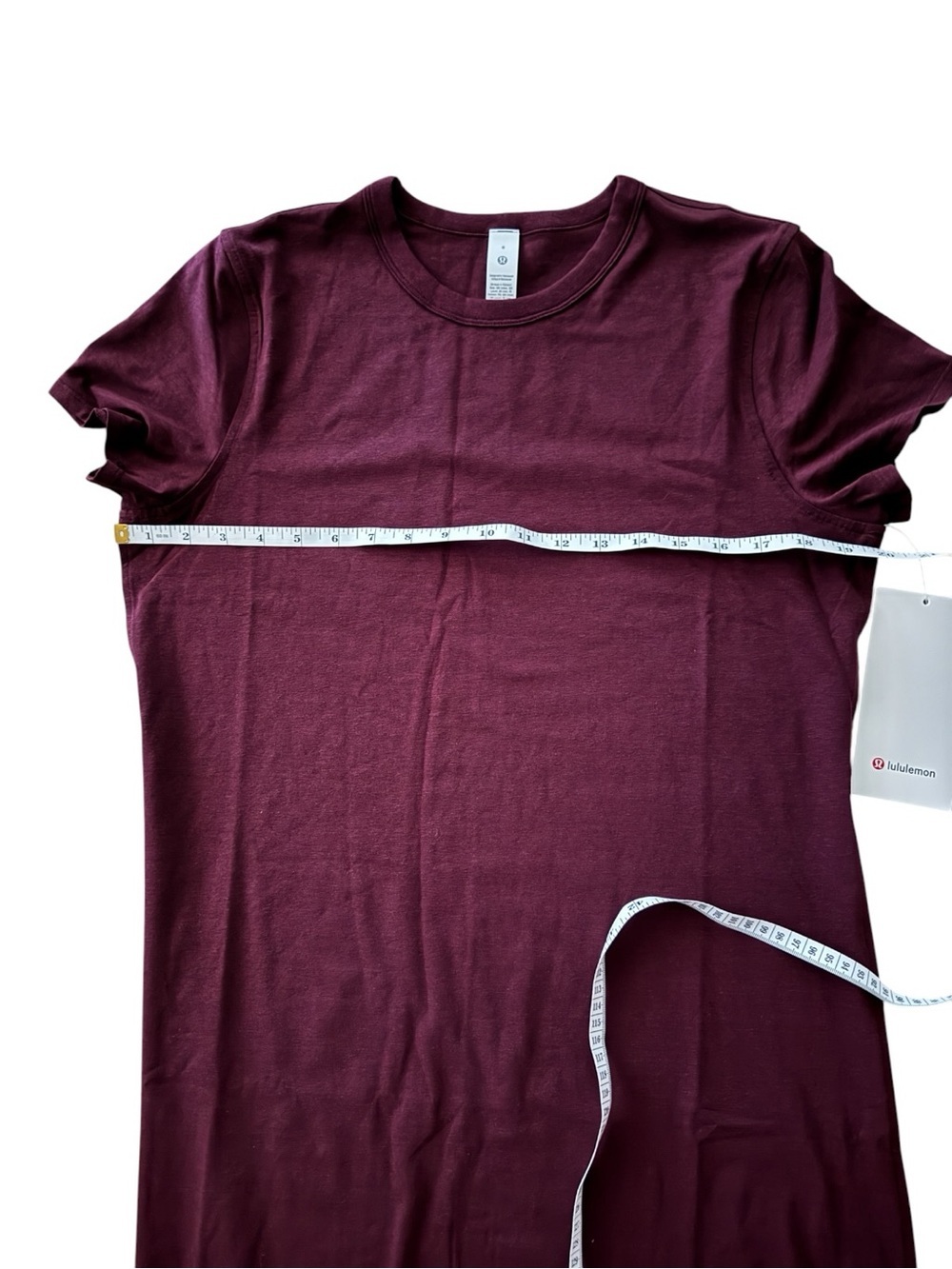 Lululemon Classic-Fit Cotton Blend T-Shirt Dress Garnet NWT Sizes 8 - Picture 3 of 5